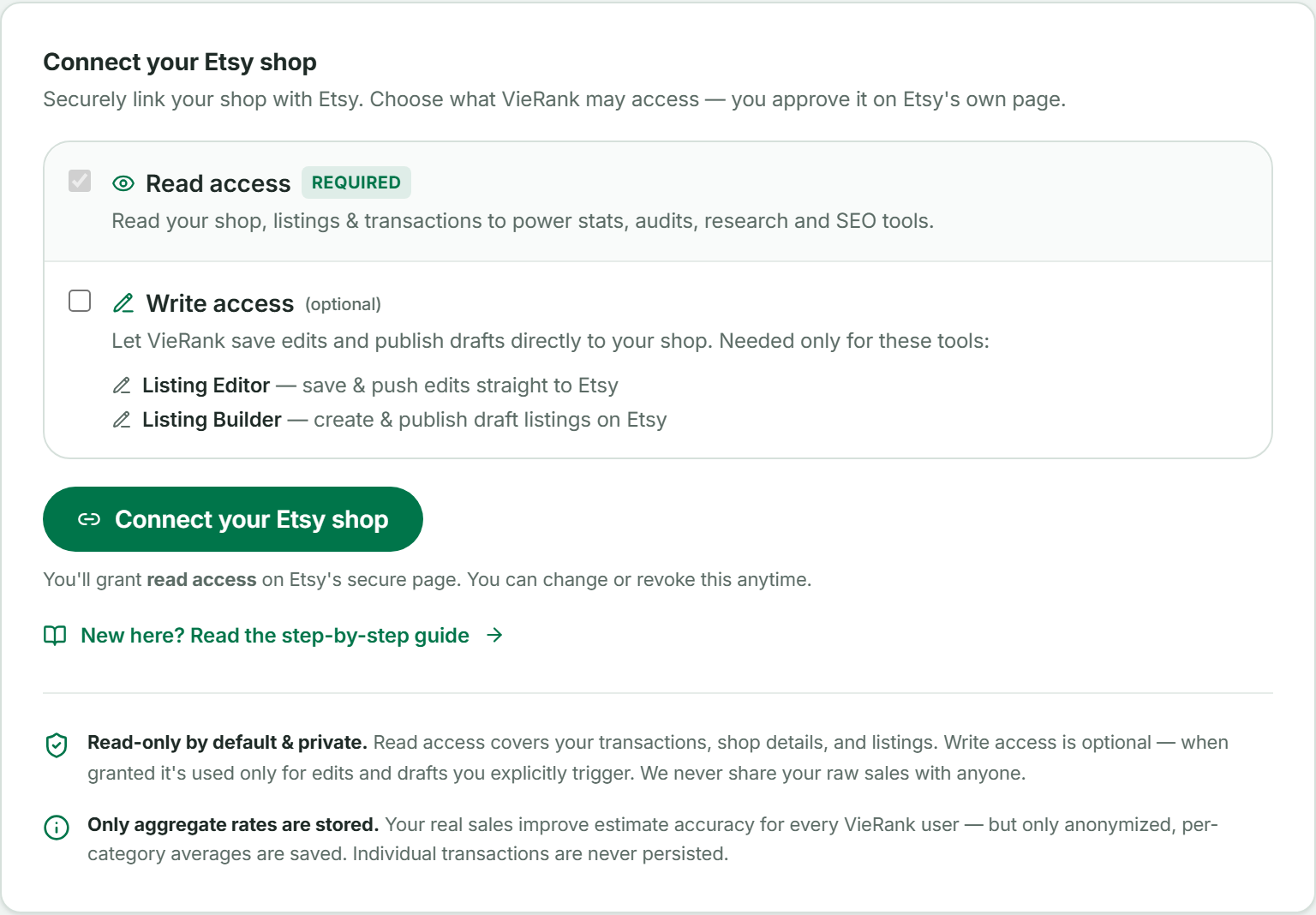 The Connect your Etsy shop button